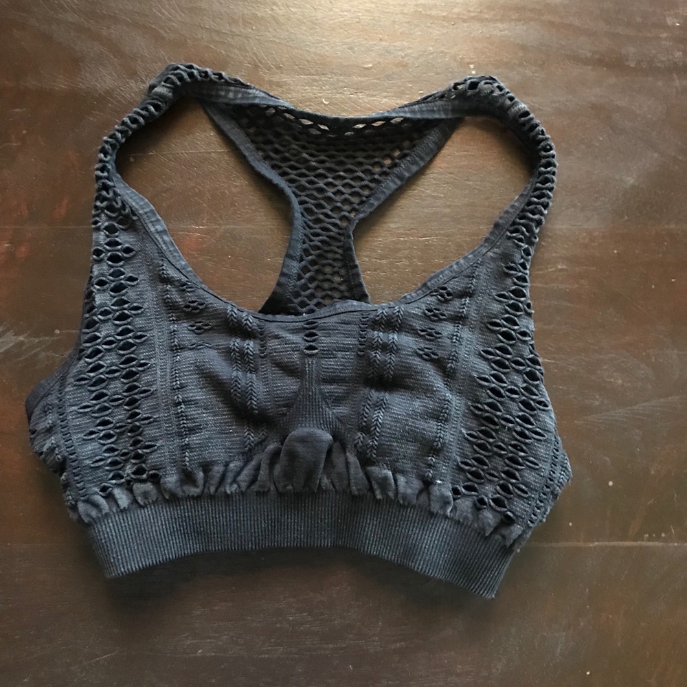 Black distressed sports bra